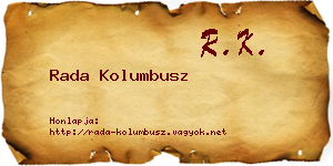 Rada Kolumbusz névjegykártya